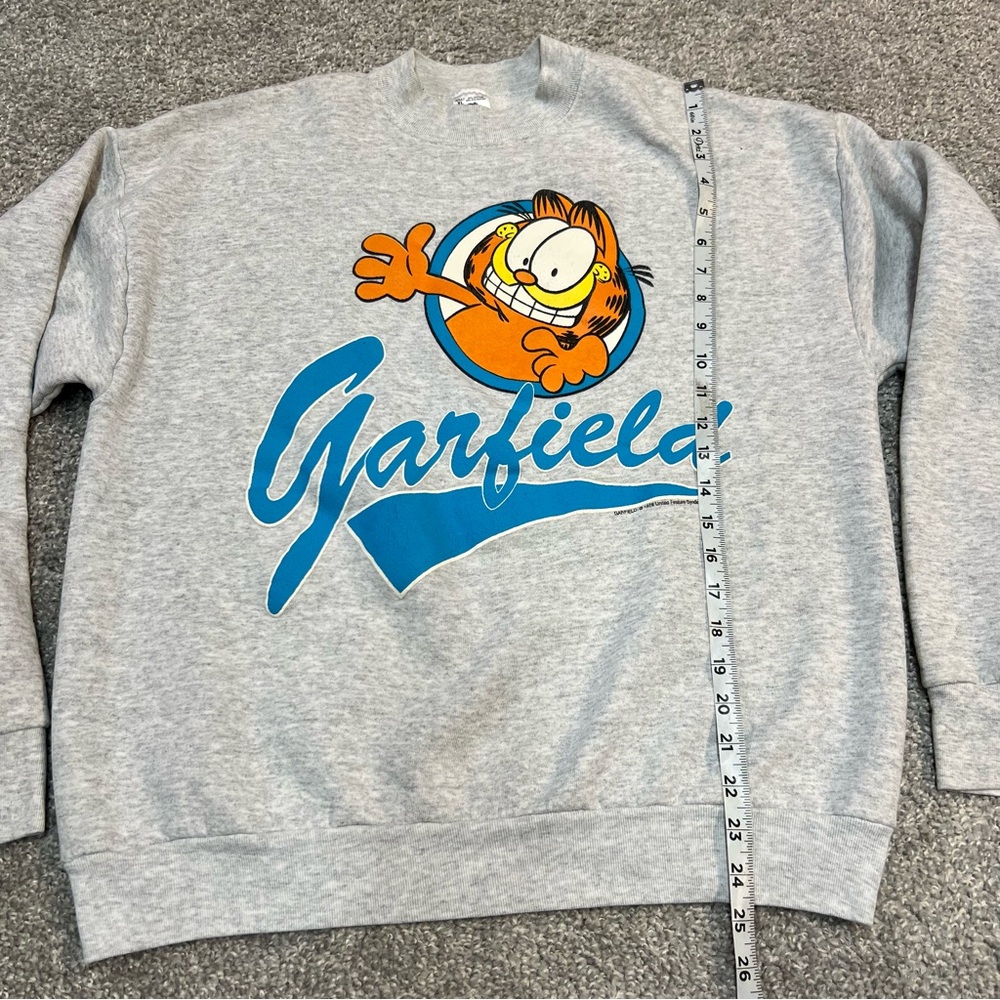 VTG Garfield Sweatshirt Adult XL Gray Pullover Graphic Crew Neck 70s 1978 - Picture 2 of 9